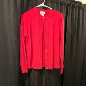 Women's Red Button-Up Sweater